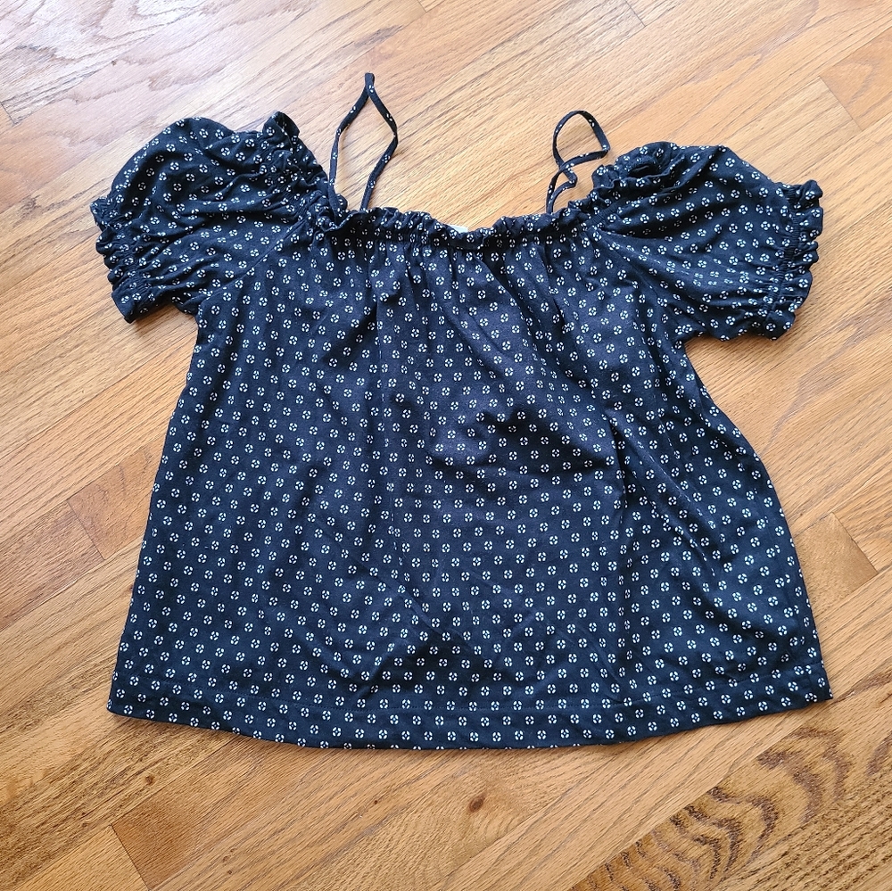 H&M Off the Shoulder Capped Sleeve Shirt